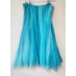 Ralph Lauren Costa Rica Silk Ombre Rio Crinkled Broom Skirt Boho Size 12